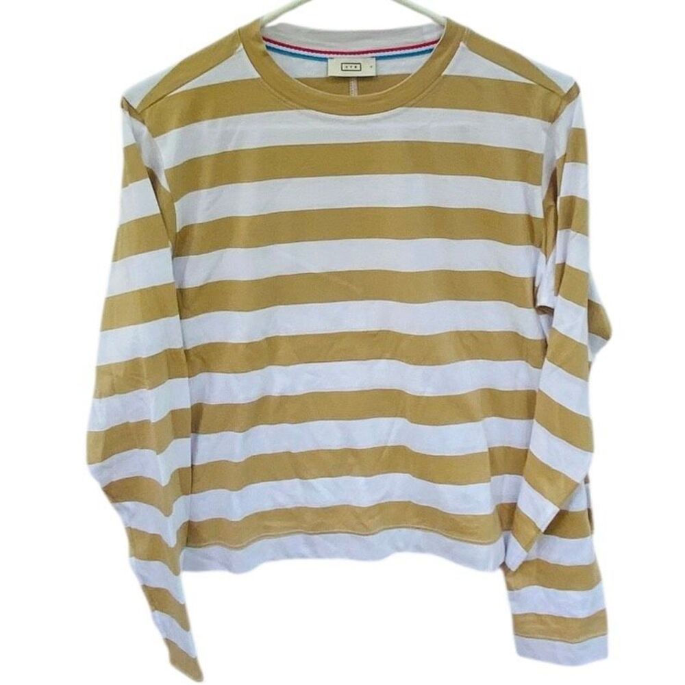 AYR Gold and White Striped Long Sleeve Tee